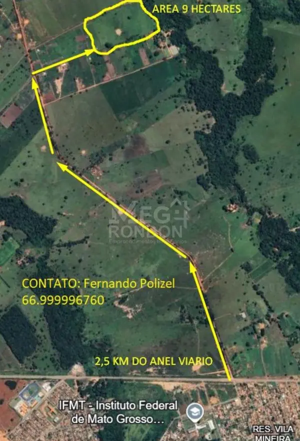 🌳 ÁREA DISPONIVEL À VENDA 2.5 KM DO ANEL VIARIO BAIRRO CAMPO LIMPO, RONDONÓPOLIS – MT